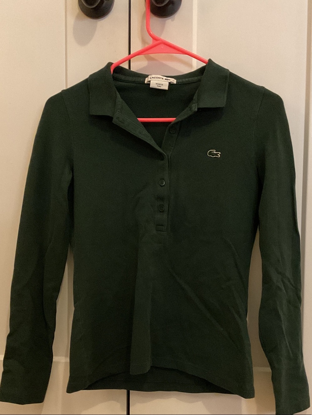 Lacoste Women's Deep Green V-Neck Long Sleeve